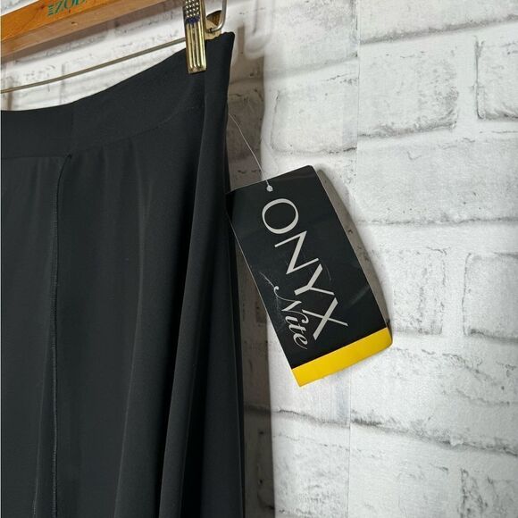 NWT ONYX NITE Black Triple Lay Maxi Skirt Size Small Flowy High Slit Party - Picture 7 of 7